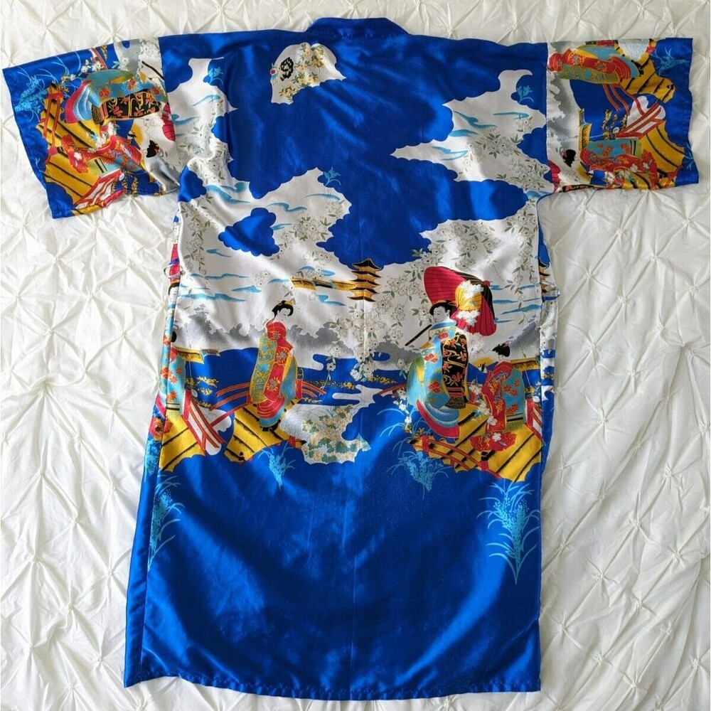 Kimono Style Night Gown Robe Polyester Geisha Print Japan Cosplay Women‎ Size XL